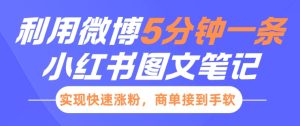 小红书利用微博5分钟一条图文笔记，实现快速涨粉，商单接到手软-番茄副业网