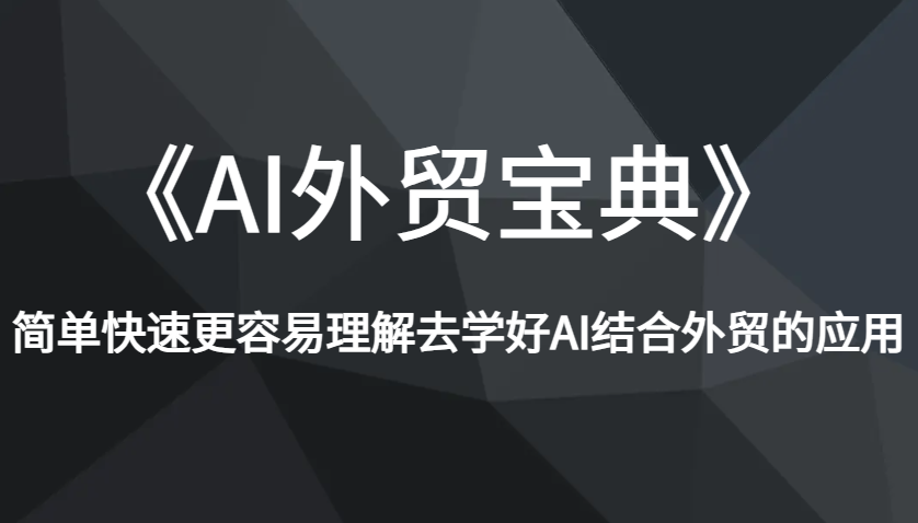 《AI外贸宝典》简单快速更容易理解去学好AI结合外贸的应用-番茄副业网