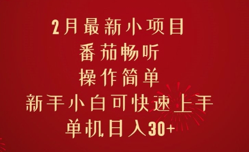 2月最新小项目，番茄畅听，操作简单，新手小白可快速上手，单机日入30+-番茄副业网