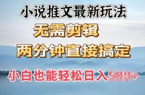 抖推猫全新游戏玩法，新手也可以月入5k，小说推文不用视频剪辑，立即代发货，2min立即解决-番茄副业网