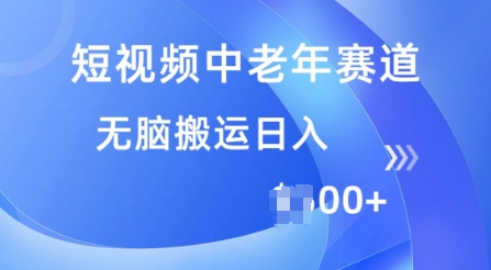 短视频中老年人跑道，使用方便，全平台盈利，没脑子运送日入好几张-番茄副业网
