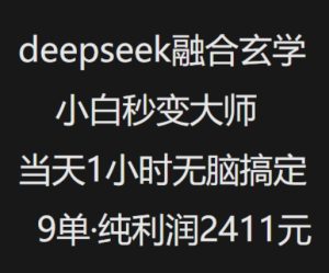 抖音小红书deepseek结合风水玄学,纯小白瞬间变成高手,当日1钟头没脑子解决9单,净利润过千-番茄副业网