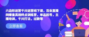 六边形运营千川运营线下课,百业直播间爆量真相终点训练营,单品起号,主播培训,千川打法,过款等-番茄副业网