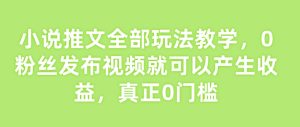 小说推文所有游戏玩法课堂教学，0粉丝们发作品就能产生收益，真真正正0门坎-番茄副业网