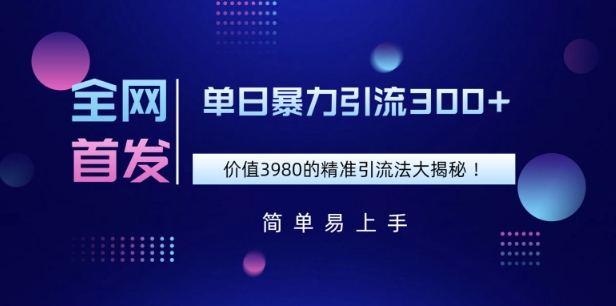 独家首发，使用价值3980单日暴力行为引流方法300 的精准引流方法法大曝光-番茄副业网