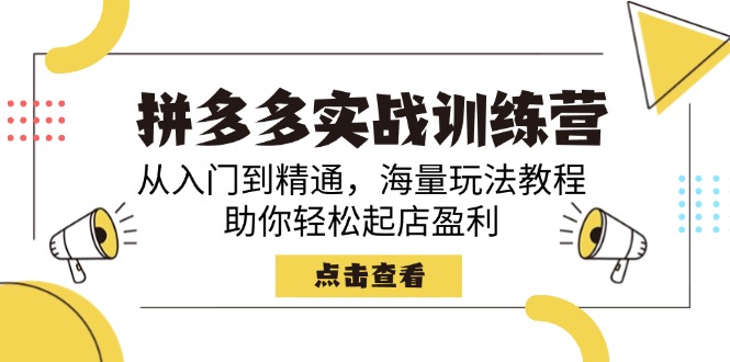 （14392期）拼多多实战训练营，从入门到精通，海量玩法教程，助你轻松起店盈利-番茄副业网