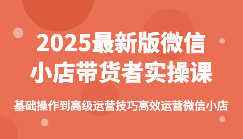 2025最新版微信小商店卖货者实操课，基本操作到高级运营方法高效管理微小店-番茄副业网