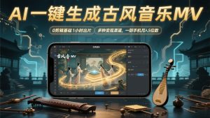 AI一键生成古风音乐MV，0视频剪辑基本1钟头出菲林，多种多样变现渠道，一部手机月入5个数-番茄副业网