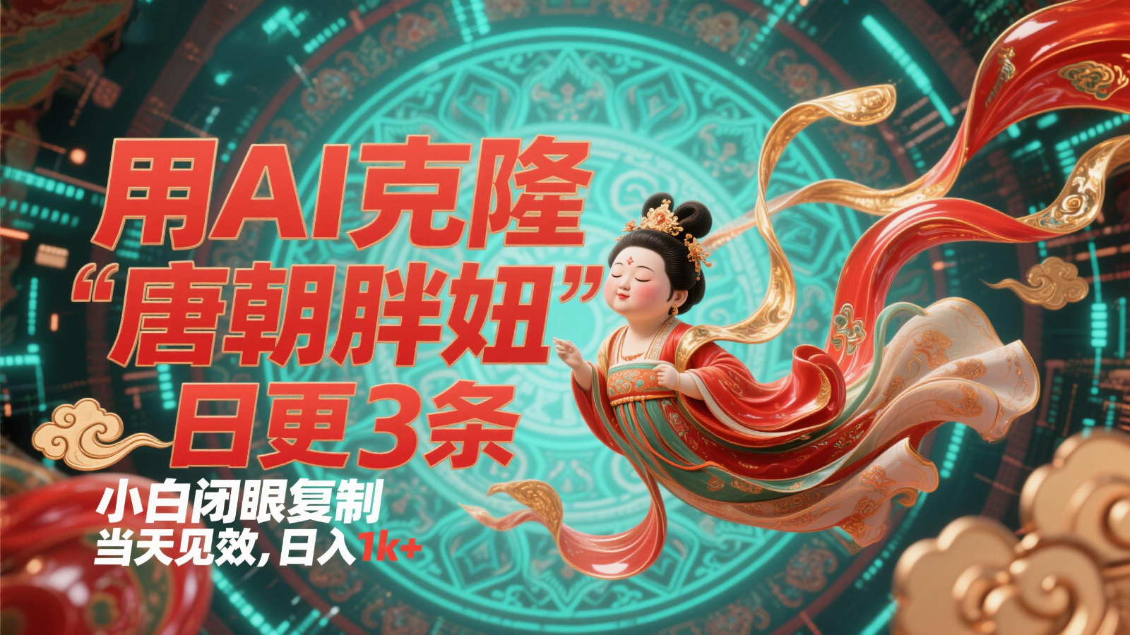 用AI复制“唐代肥妞”日更3条，服务平台玩命拉流，新手闭上眼拷贝，当日奏效，日入1k-番茄副业网