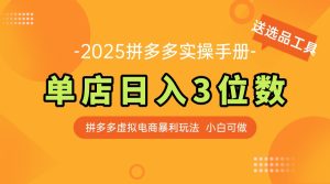 （14826期）全新拼多多平台虚似电子商务实际操作指南 门店日入3位 新手快速入门【附送选品工具】-番茄副业网