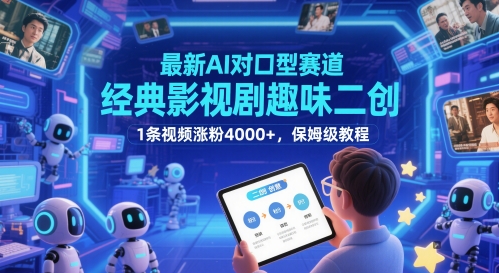 全新AI配声跑道，经典影视作品趣味性二创，1条短视频增粉4000 ，家庭保姆级实例教程-番茄副业网