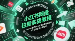 小红书的百度云盘引流实战演练实例教程，Canva 影刀RPA完成具体内容全自动，1小时形成7天手记-番茄副业网