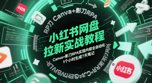 小红书的百度云盘引流实战演练实例教程，Canva 影刀RPA完成具体内容全自动，1小时形成7天手记-番茄副业网