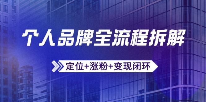 （14799期）个人ip全过程拆卸：精准定位 增粉 转现闭环控制，微信生态圈运营与资源优化配置-番茄副业网