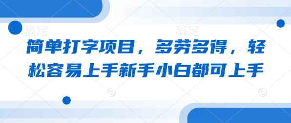 简易电脑打字新项目，能者多劳，轻轻松松易上手新手入门都可以入门-番茄副业网