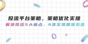 （14862期）投流平台策略，策略优化实际操作，处理投流5大瓶颈，4步完成精准引流方法-番茄副业网