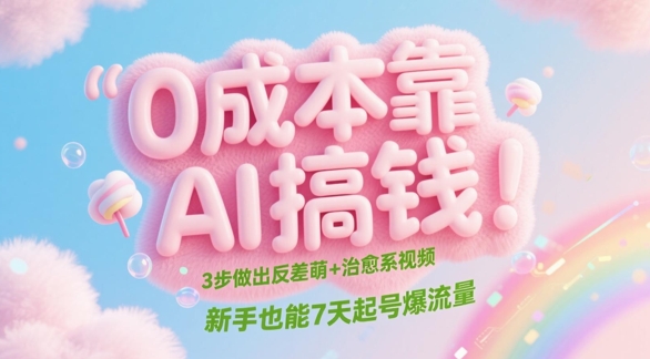 0成本费靠AI弄钱！3步作出反差 治愈系动漫短视频，初学者也可以7天养号爆总流量-番茄副业网