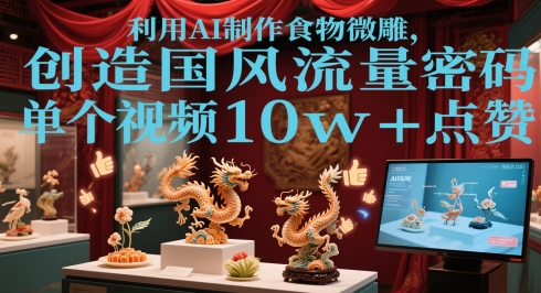 运用AI烹饪食物微刻，造就国韵总流量登陆密码，单独短视频10w 关注点赞-番茄副业网