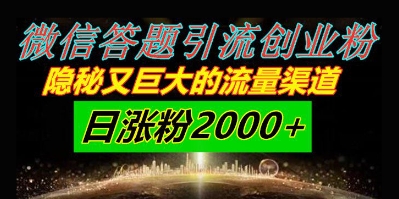 微信答题引流方法自主创业粉，秘密又巨大的流量方式一小时引流方法200人，日增粉2000-番茄副业网