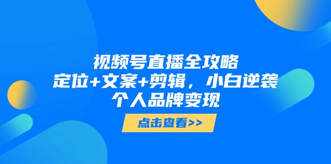 （14819期）微信视频号直播间攻略大全，精准定位 创意文案 视频剪辑，新手逆转个人ip转现-番茄副业网