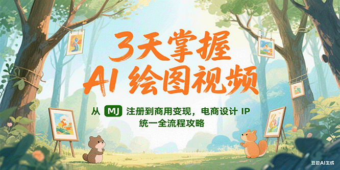 3天掌握AI绘图视频，从MJ 注册到商用变现，电商设计IP统一全流程攻略-番茄副业网
