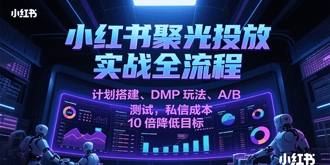 小红书聚光投放实战全流程，计划搭建、DMP玩法、A/B测试，私信成本10倍降低目标-番茄副业网