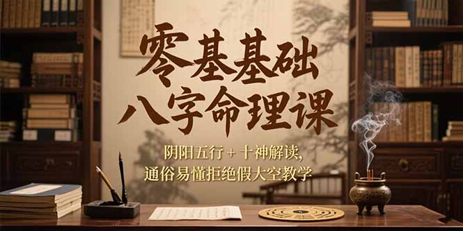 （15283期）零基础八字命理课，阴阳五行+十神解读，通俗易懂拒绝假大空教学-番茄副业网