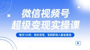 微信视频号超级变现实操课，每天1小时，轻松变现，宝妈职场人副业首选-番茄副业网
