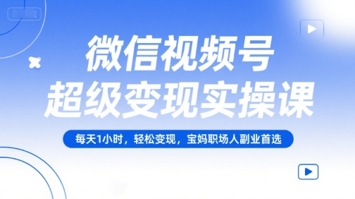 微信视频号超级变现实操课，每天1小时，轻松变现，宝妈职场人副业首选-番茄副业网