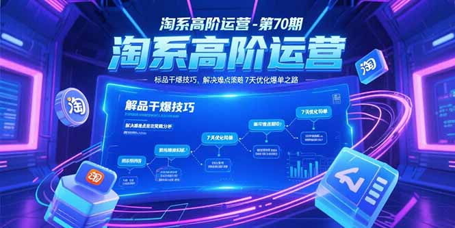 （15307期）淘系高阶运营-第70期，标品干爆技巧，解决难点策略，大佬操盘方法-番茄副业网