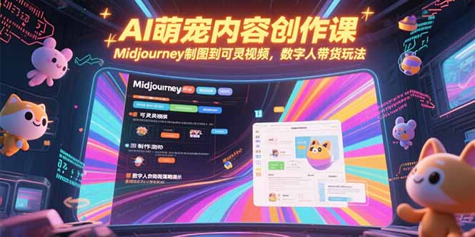 （15311期）AI萌宠内容创作课，Midjourney制图到可灵视频，数字人带货玩法-番茄副业网
