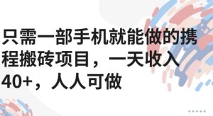 只需一部手机就能做的携程搬砖项目，一天收入40+，人人可做-番茄副业网
