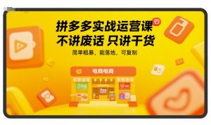 拼多多实战运营课，不讲废话只讲干货，简单粗暴，能落地，可复制-番茄副业网