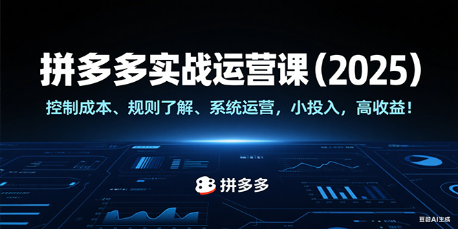 拼多多实战运营课（2025），控制成本、规则了解、系统运营，小投入，高收益！-番茄副业网
