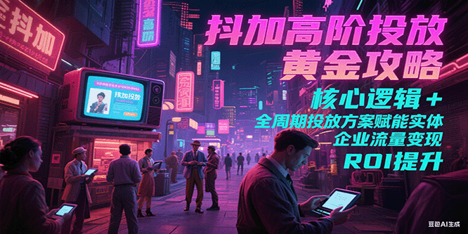 抖加高阶投放黄金攻略：核心逻辑全周期投放方案赋能实体企业流量变现 ROI 提升-番茄副业网