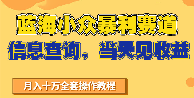 蓝海小众暴利赛道，信息查询，当天见收益，不讲玄学，7天搞了2万+-番茄副业网