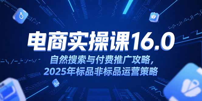 （15262期）淘宝电商运营课16.0，自然搜索与付费推广攻略，2025年标品非标品运营策略-番茄副业网