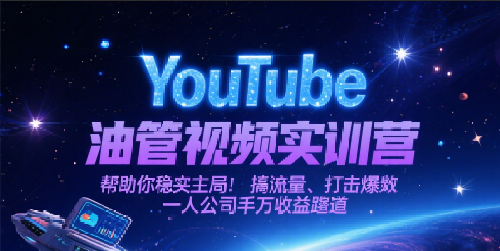 YouTube油管视频实训营，帮助你稳入局、搞流量、打爆款，一人公司千万收益赛道-番茄副业网