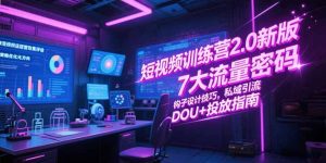 （15255期）短视频训练营2.0新版，7大流量密码/钩子设计技巧/私域引流/DOU+投放指南-番茄副业网