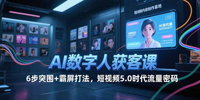（15247期）AI数字人获客课，6步突围+霸屏打法，短视频5.0时代流量密码-番茄副业网